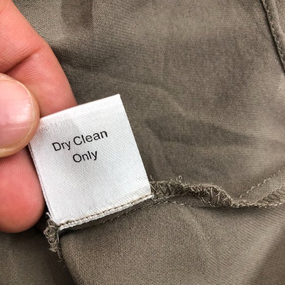 PARKER Women’s V Neck High Low Long Sleeve 100% Silk Blouse Green - Picture 9 of 9